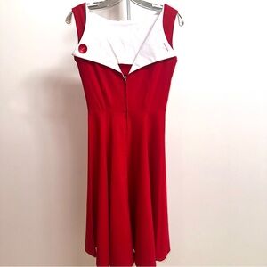 Bettie Page Red and White Midi Dress